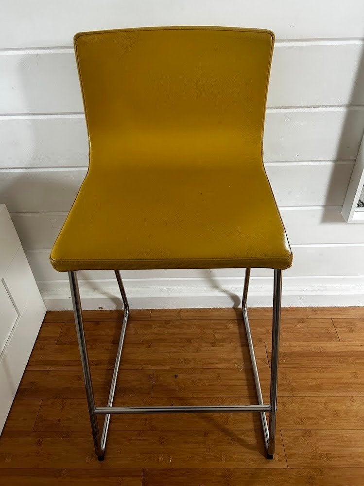 IKEA chaise de bar jaune moutarde, Enlèvement, Utilisé, Cuir, 60 à 90 cm