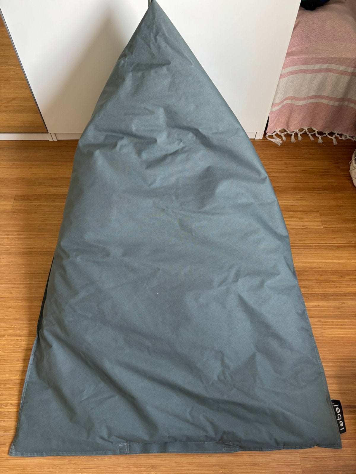 Donkergrijze zitzak Lebel, Enlèvement, Utilisé, Gris, Pouf