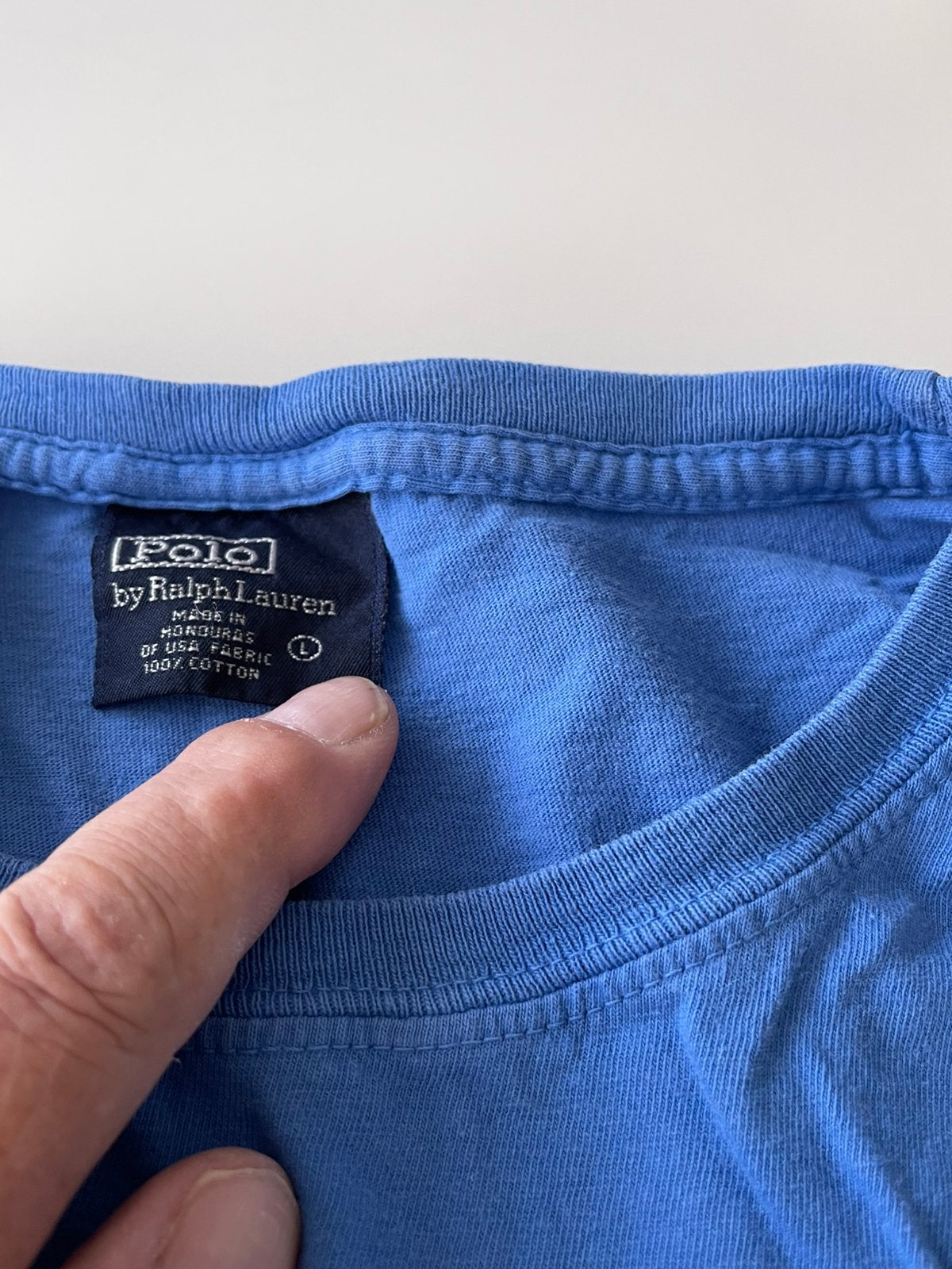 Ralph Lauren tshirt. Maat L, Kleding | Heren, Verzenden, Gedragen, Maat 52/54 (L), Blauw