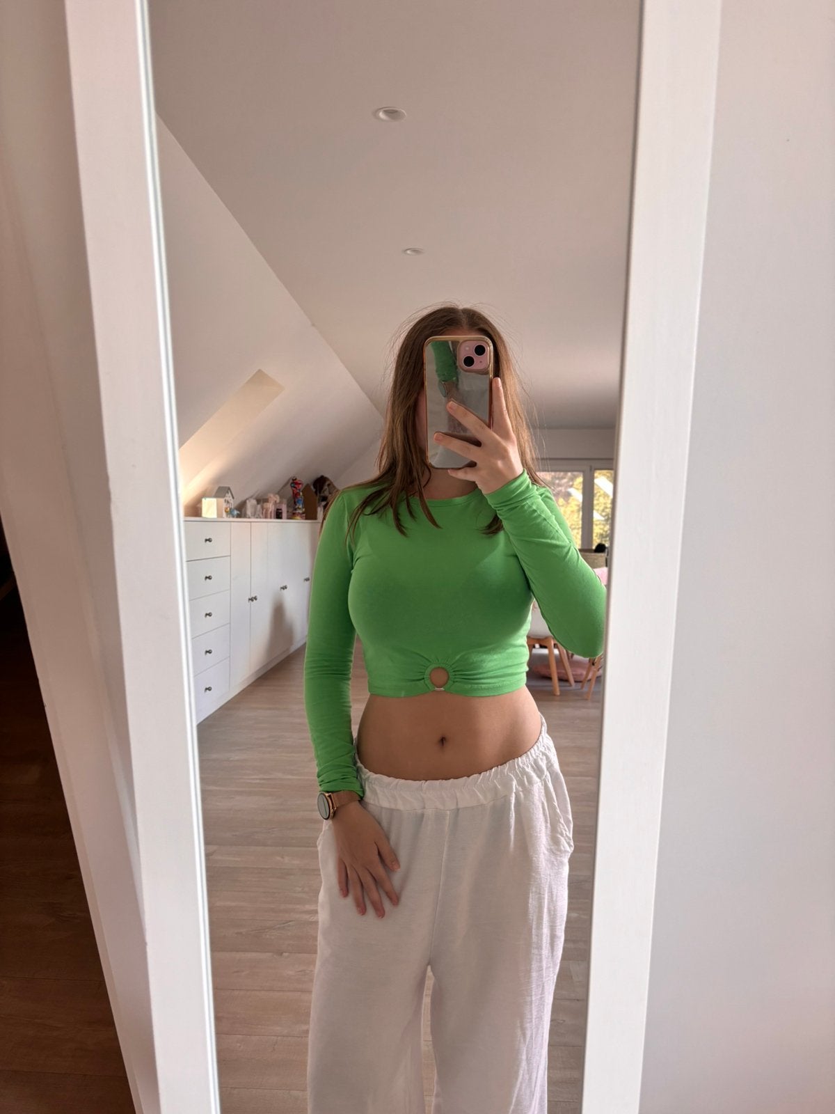 Groen tshirt met lange mouwen maat xs, Ophalen, Zo goed als nieuw, Maat 34 (XS) of kleiner, Groen