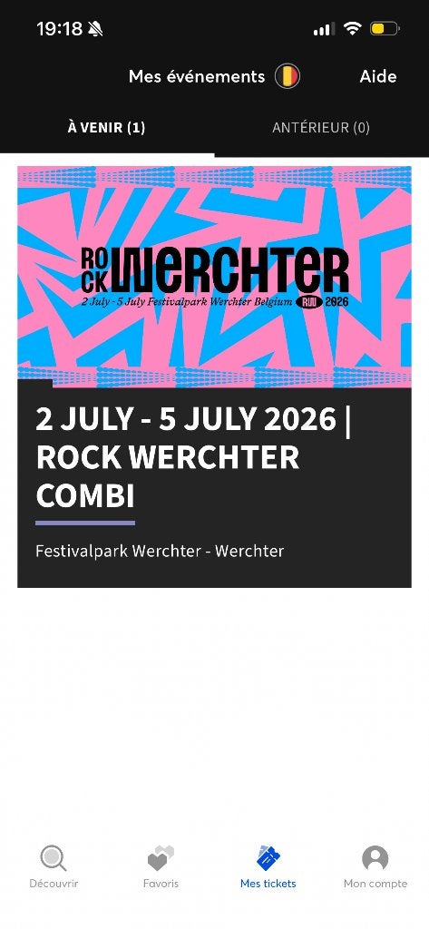 Rock werchter combi ticket, Tickets & Billets, Événements & Festivals