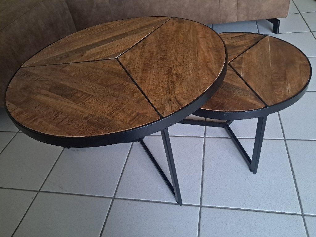 Tweedelige salontafel, Ophalen, Zo goed als nieuw, Rond