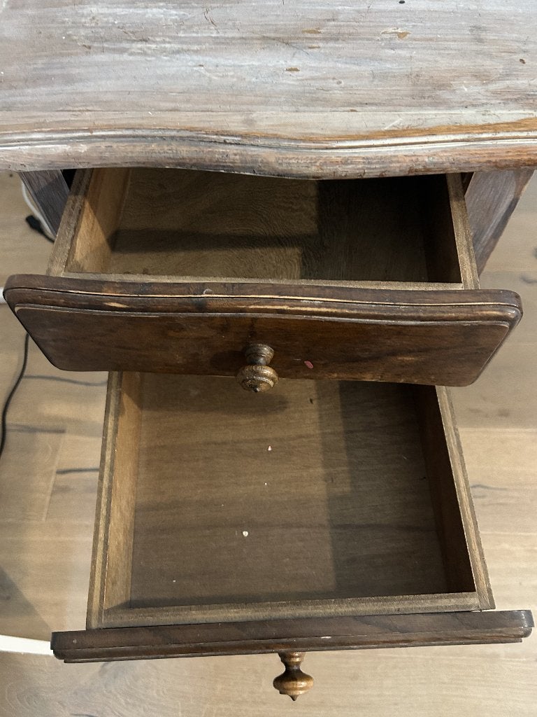 Bureau style Louis XV en chêne massif, 4 tiroirs à restaurer, Enlèvement
