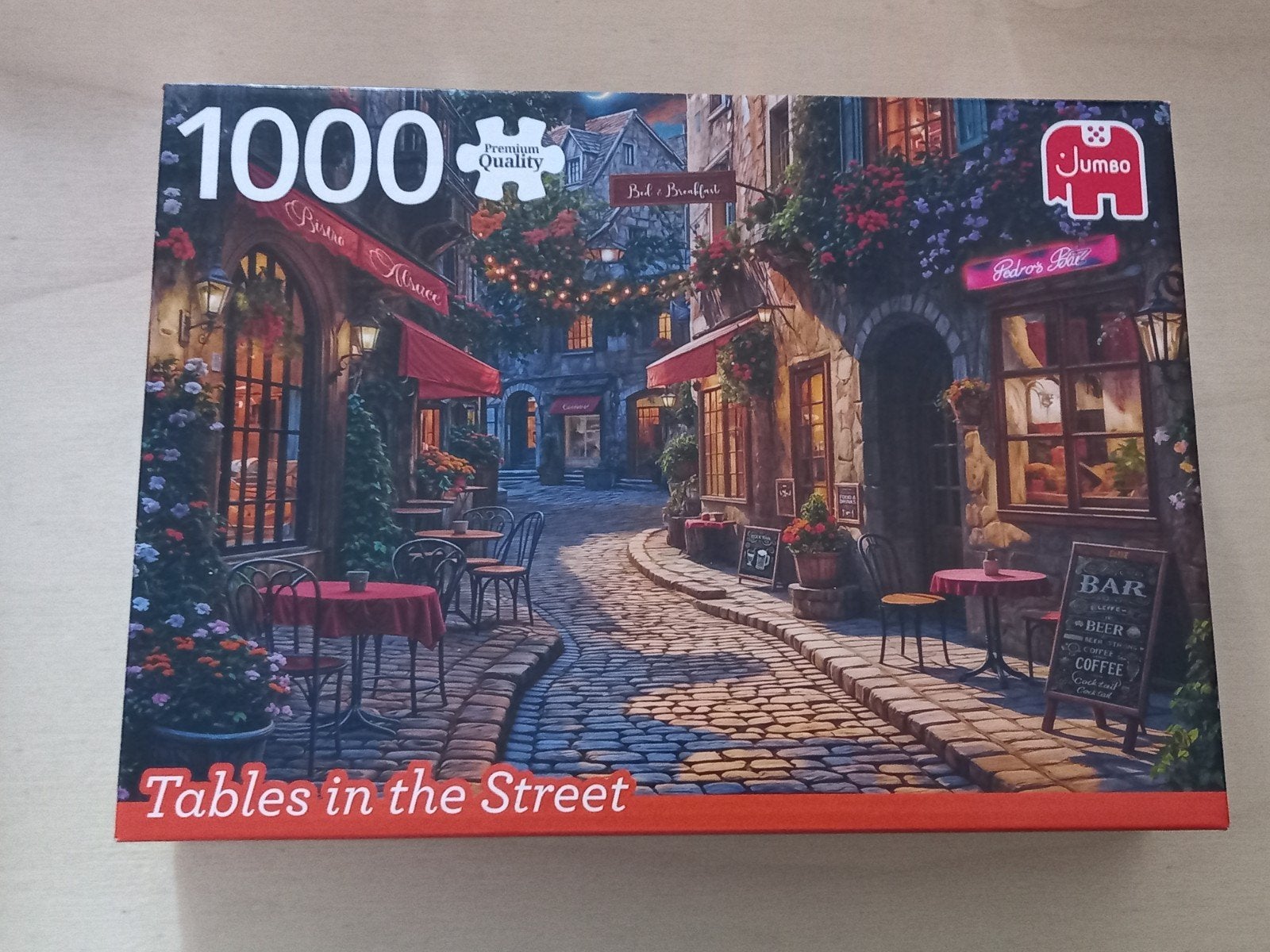 Jumbo puzzel 1000 stuks - Tafels in de straat, Ophalen of Verzenden, 500 t/m 1500 stukjes, Gebruikt, Legpuzzel