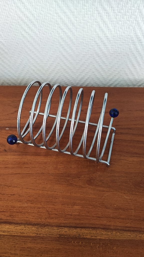 porte-pain en acier inoxydable avec boules bleues, Enlèvement ou Envoi, Utilisé