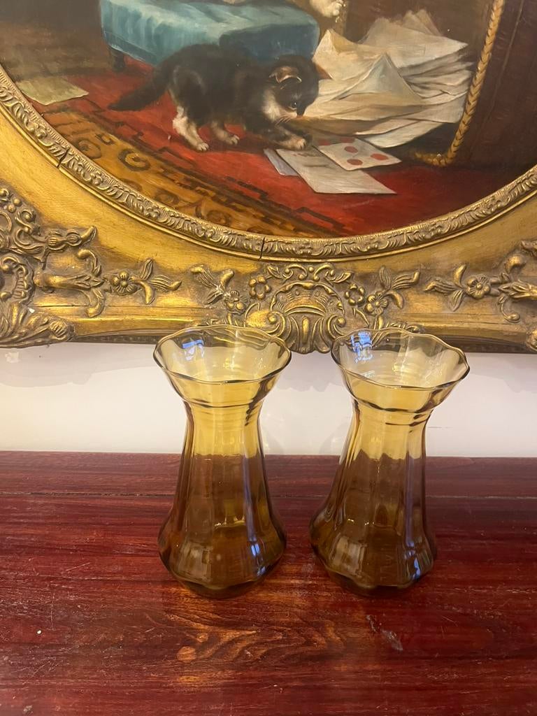 Art deco Amber kleurige vaasjes, Antiek en Kunst, Ophalen