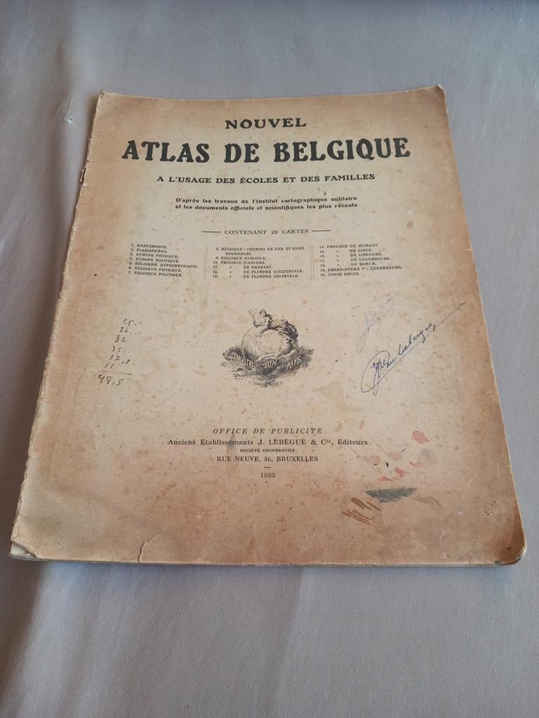 Ancien atlas de Belgique.  1933, Enlèvement ou Envoi