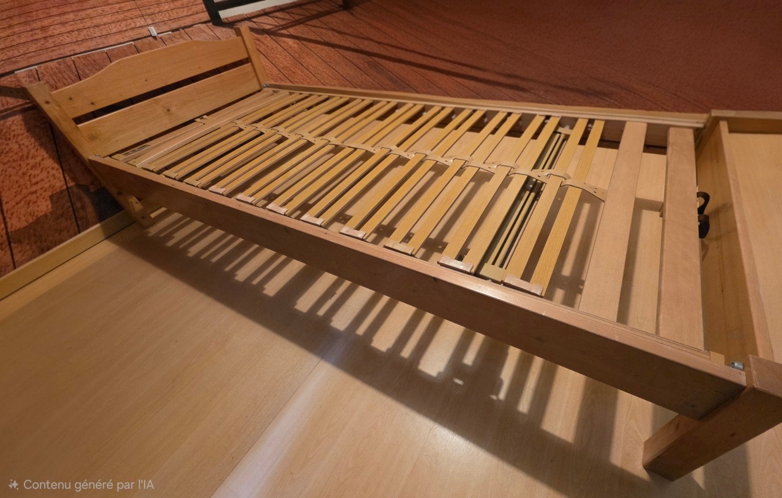 lit en pin 90x200 + sommier, 90 cm, Beige, Une personne, Enlèvement