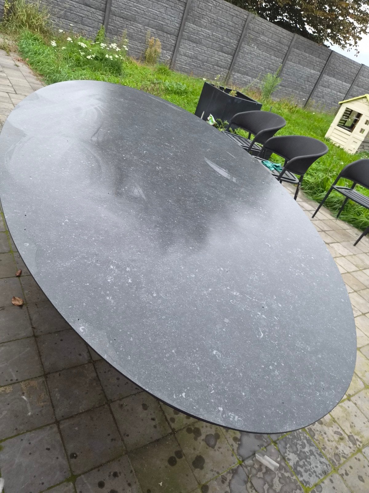 tuintafel 2m90 volkeramiek, Ophalen, Zo goed als nieuw, Ovaal