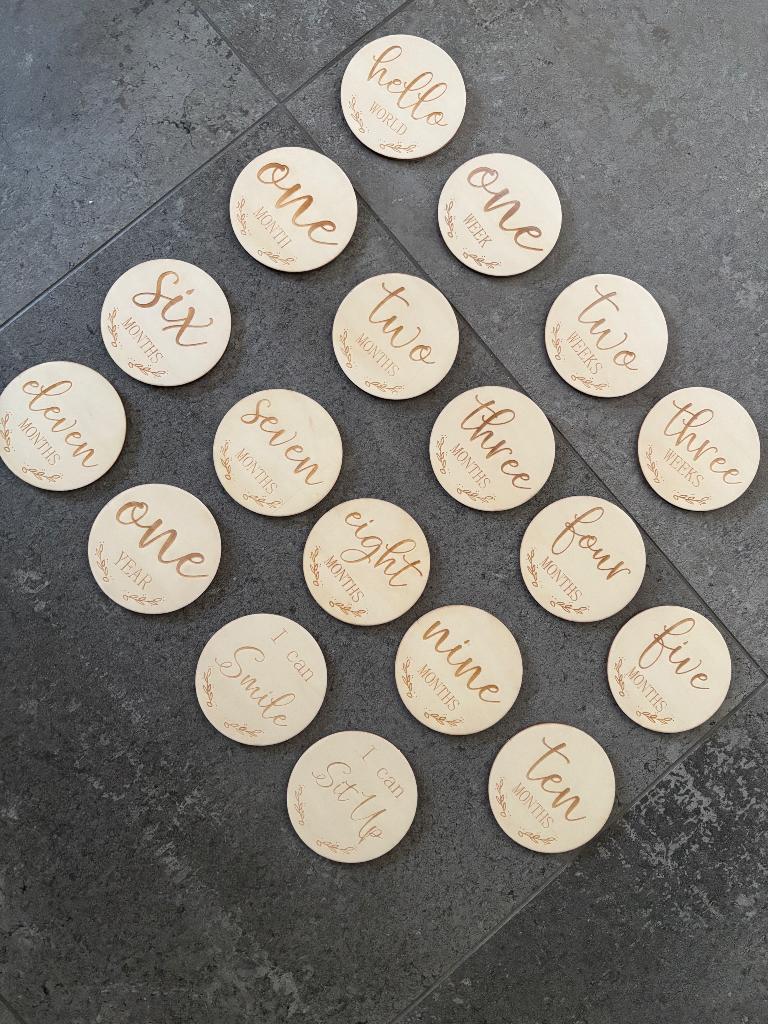Mijlpalen kaartjes hout, Kinderen en Baby's, Speelgoed | Babyspeelgoed, Ophalen, Zo goed als nieuw, Overige typen