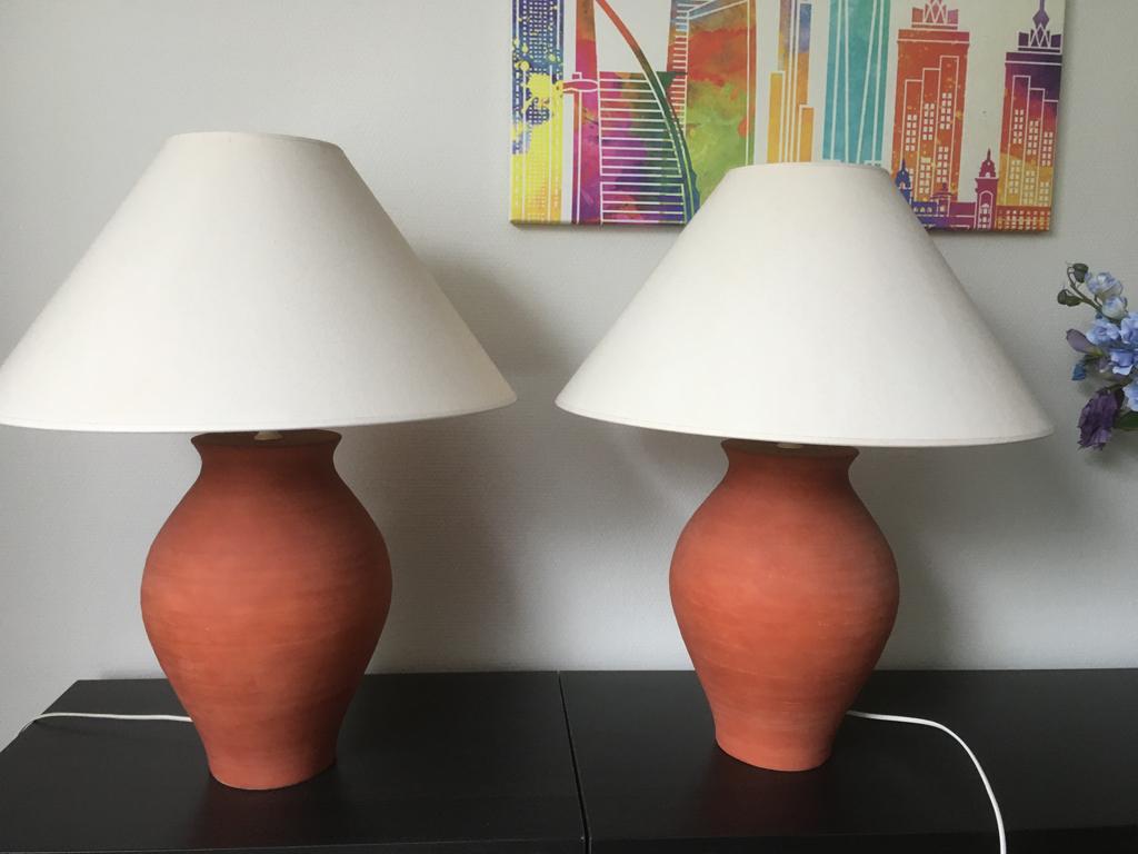 2 Staanlampen in terracotta, Huis en Inrichting, Ophalen