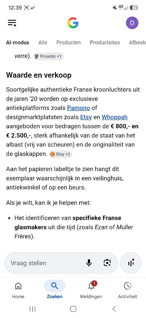 Art deco lusters 2stuks, Huis en Inrichting, Lampen | Kroonluchters, Ophalen of Verzenden, Zo goed als nieuw, Steen/keramiek