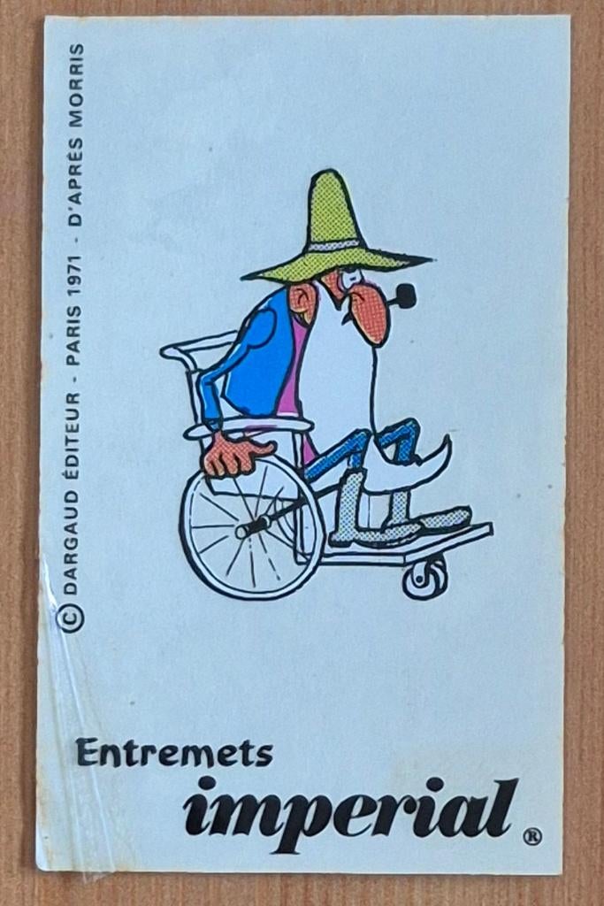 Lucky Luke sticker Entremets Imperial 1971 Morris, Enlèvement ou Envoi, Autres personnages, Comme neuf, Image, Affiche ou Autocollant