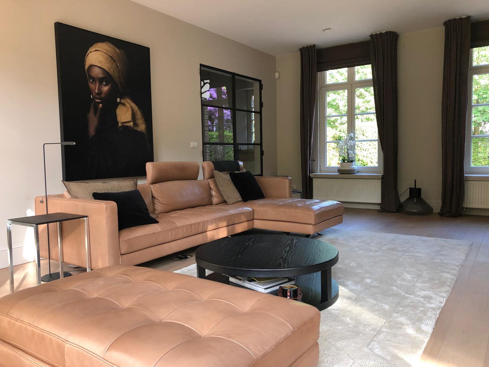 Kalfslederen zetel, Huis en Inrichting, Ophalen, Gebruikt, Leer, Italiaans