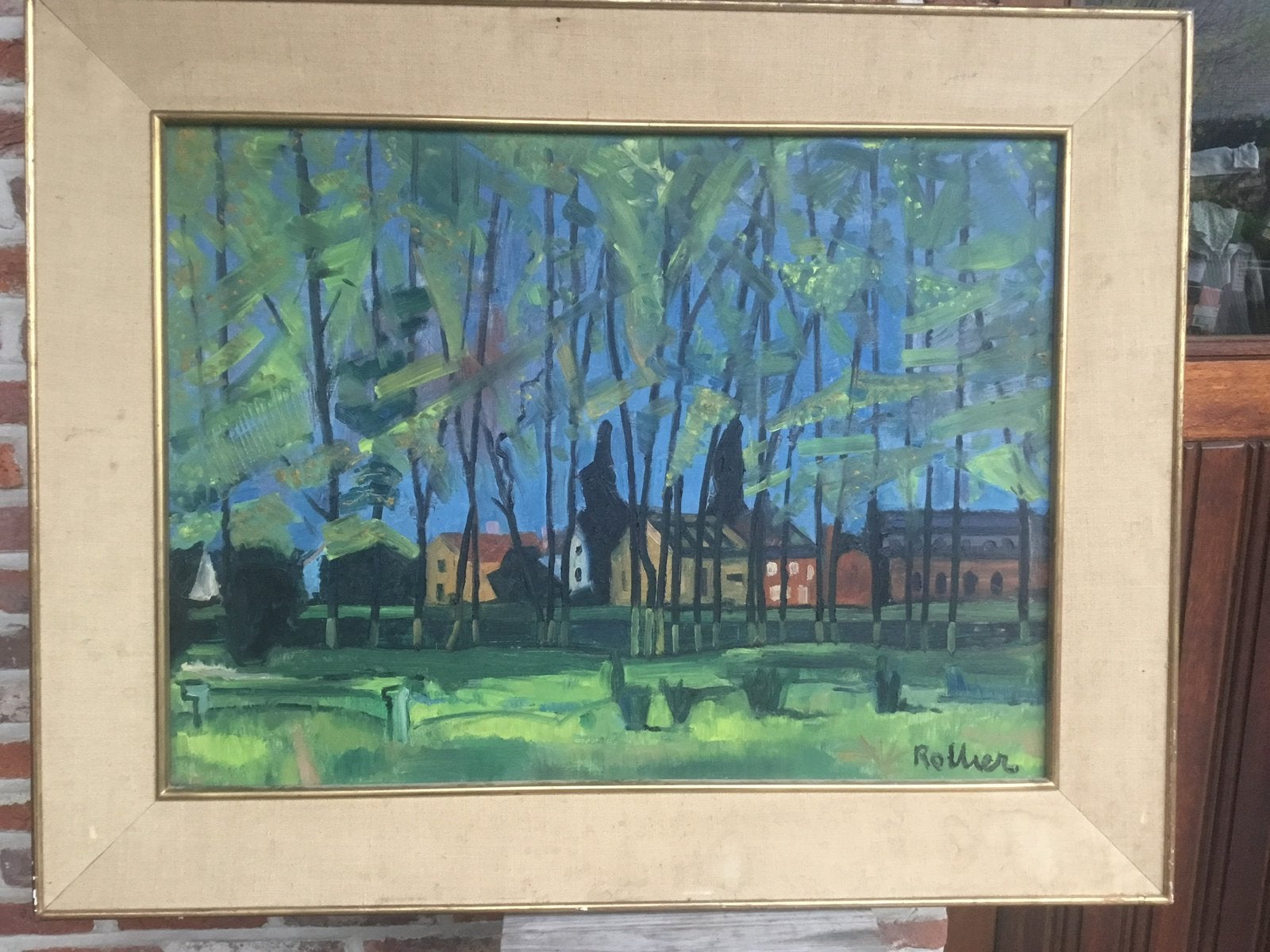 Rollier-Olie/doek-Getekend-afmeting: M.K.100x80 ., Ophalen, Doek