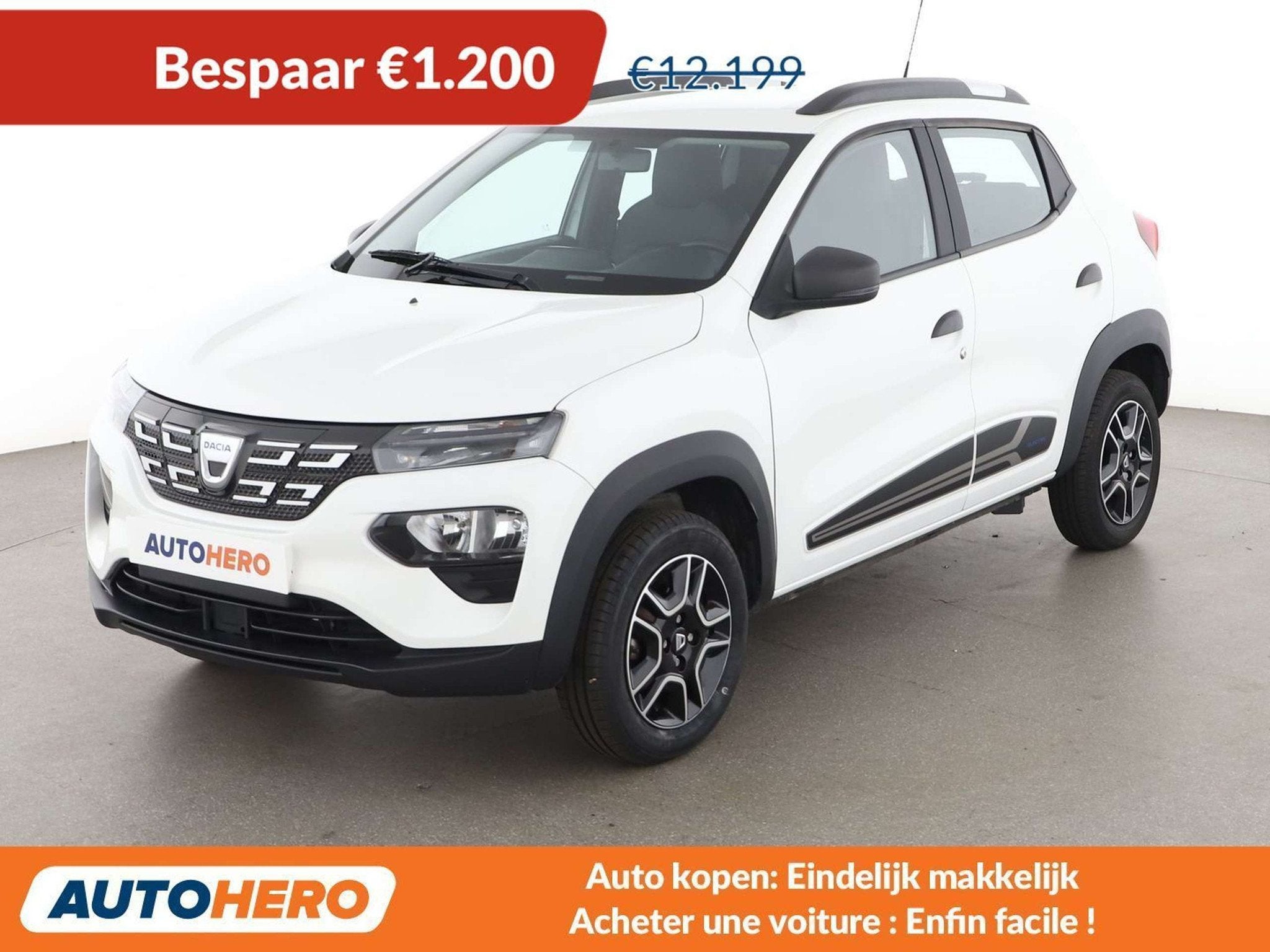 Dacia Spring electric drive 33 kW Business (bj 2023), Auto's, 4 zetels, Zwart, 33 kW, Wit