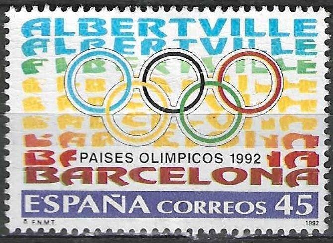 Espagne 1992 - Yvert 2808 - Jeux d'hiver d'Albertville (ST), Envoi, Affranchi