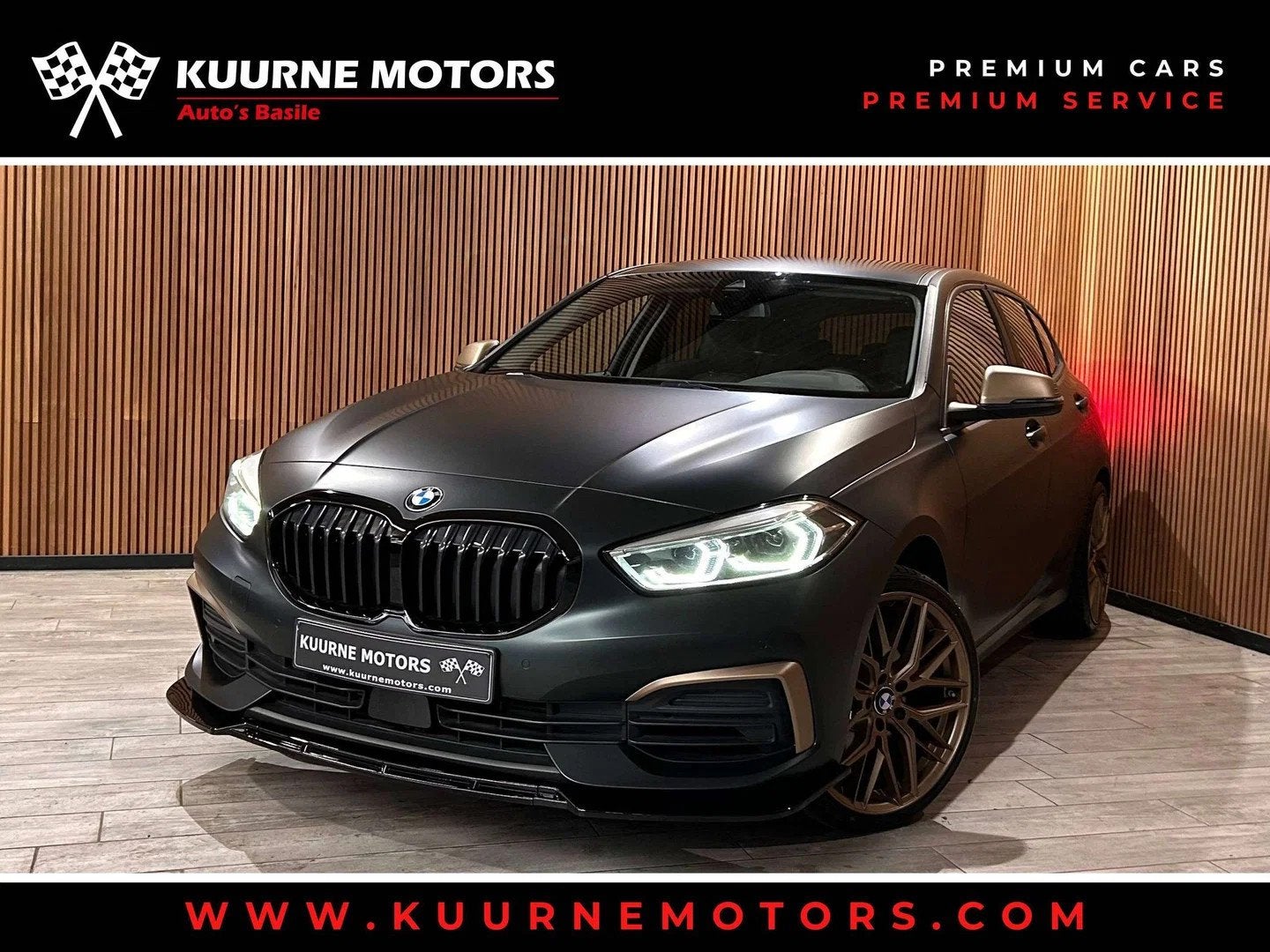 BMW 1 Serie 116 i Wrap Green Mat Alu19"/Led/Leder/VerwZet/Gp, Auto's, 1940 kg, 1 Reeks, Gebruikt, https://public.car-pass.be/vhr/9ba6c4c9-cd25-4f9f-ac84-71e5946adc0c