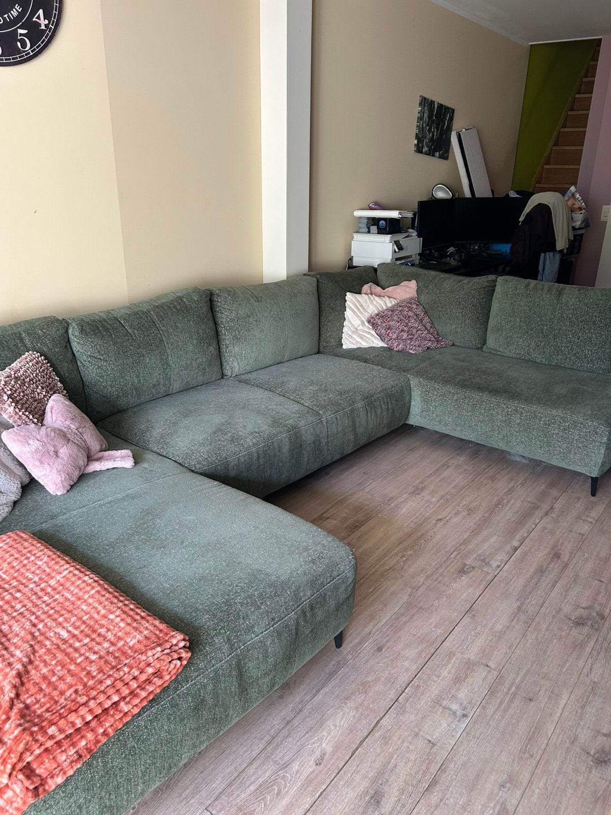 Groene stoffen zetel, Huis en Inrichting, Zetels | Complete zithoeken, Gebruikt, Stof, Ophalen