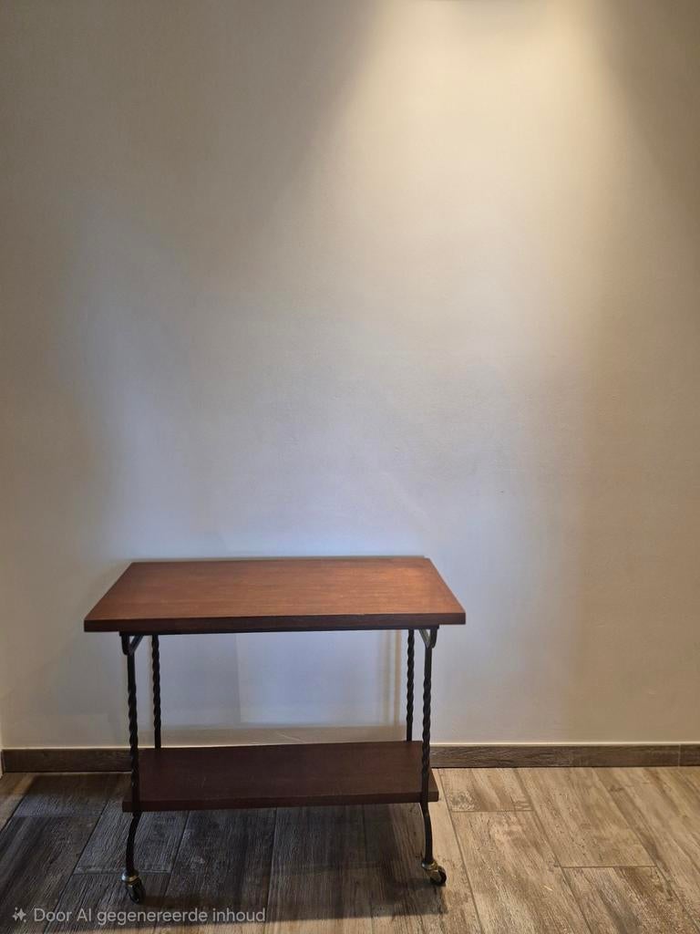 Karaktervolle Vintage Side Table – Smeedijzer & Hout, Huis en Inrichting, Tafels | Sidetables, Ophalen, Zo goed als nieuw