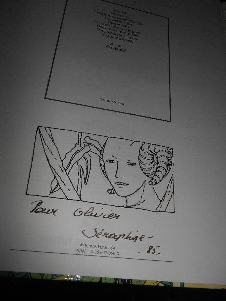 Dessin dédicacé de Seraphine pour Hybrides eo, Livres, Enlèvement ou Envoi