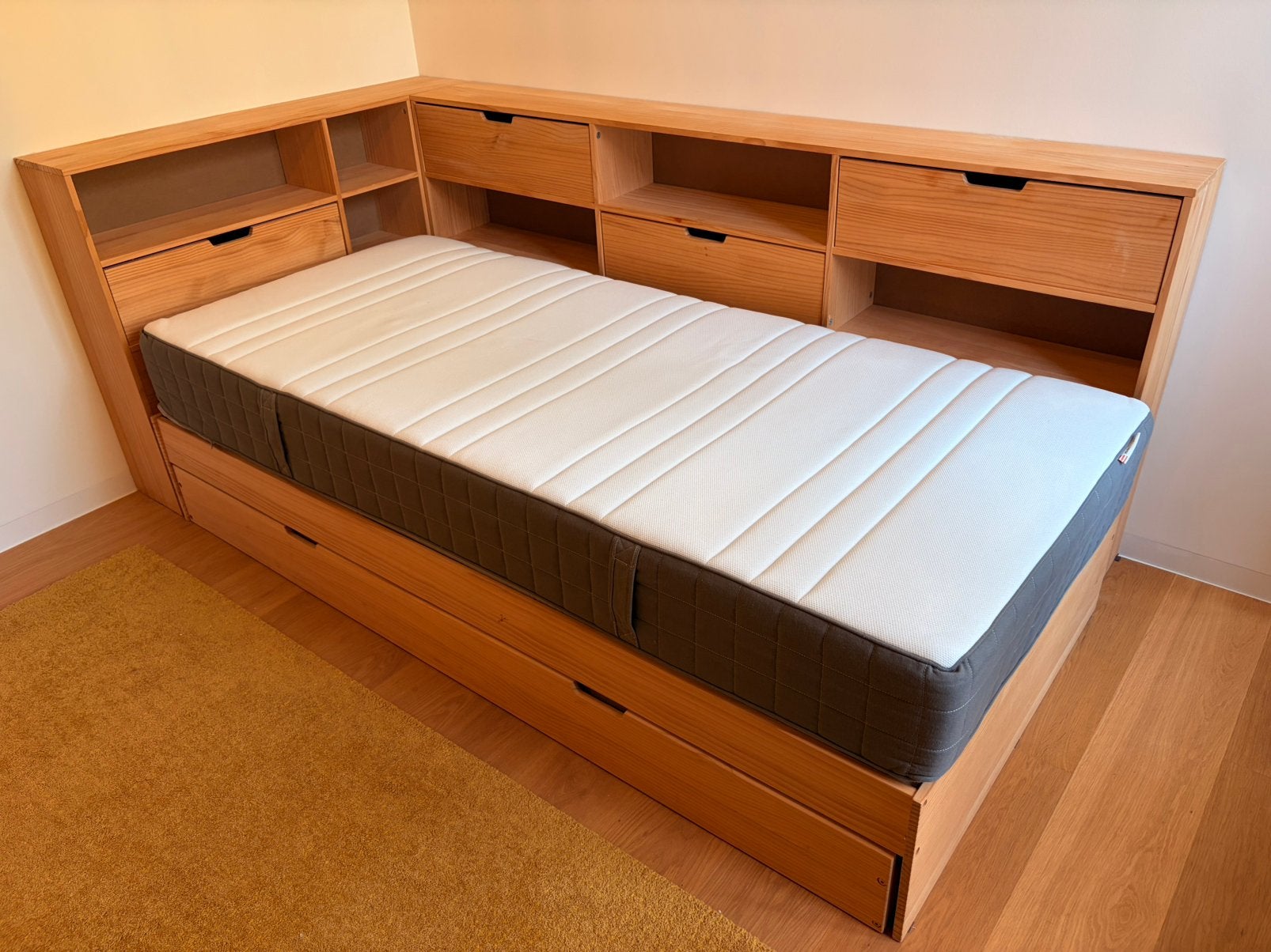 1 persoonsbed met lade, kastjes en bedbodem, incl 1 matras, Huis en Inrichting, Slaapkamer | Complete slaapkamers, Gebruikt, Eenpersoons