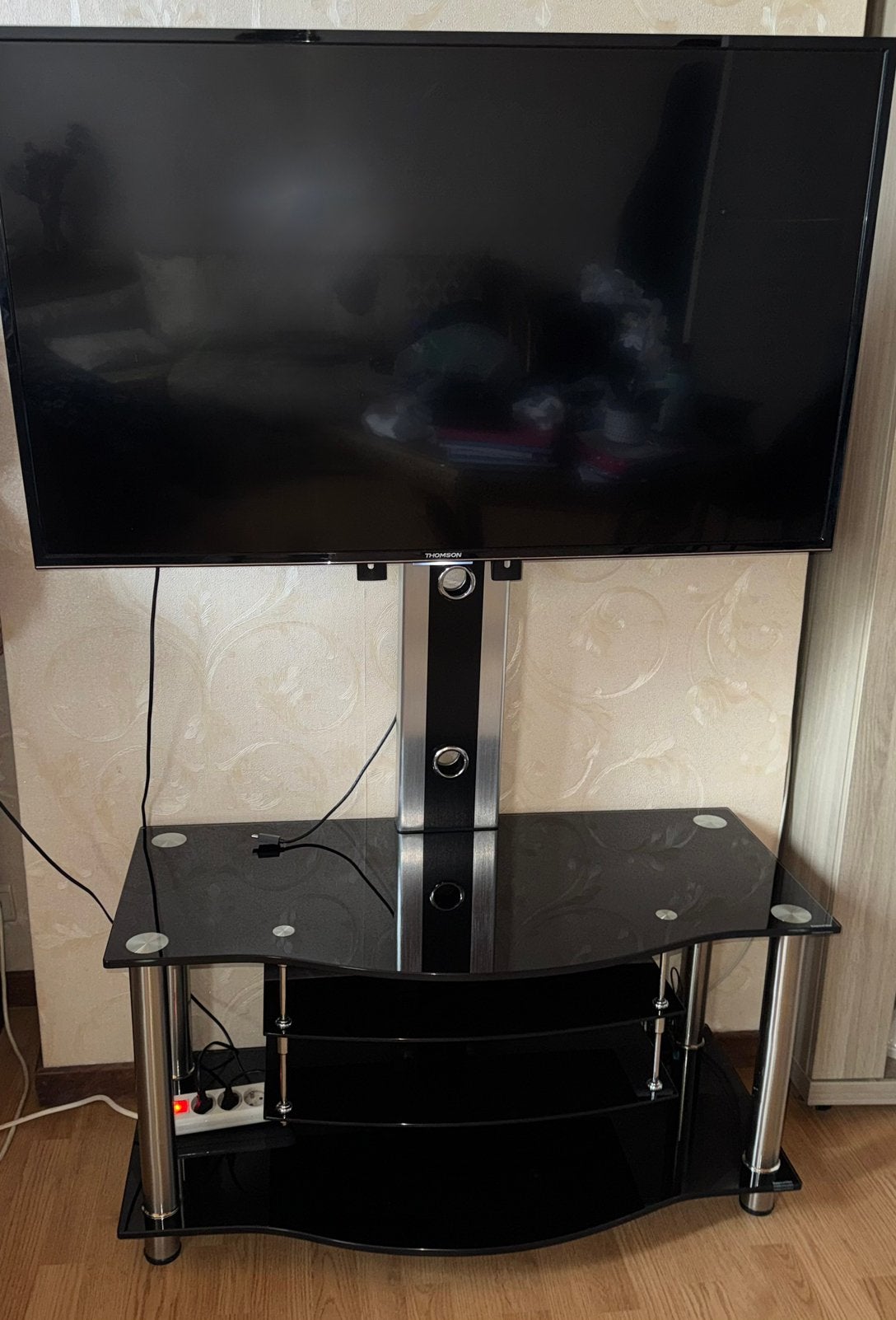 Meuble TV avec support intégré, Maison & Meubles, Enlèvement, Comme neuf, Verre