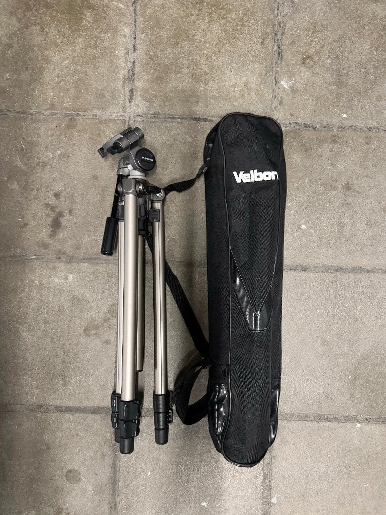 Velbon camerastatief met PH-157Q 3-weg statiefkop + draagtas, Ophalen, Gebruikt, Statiefkop, 125 tot 150 cm