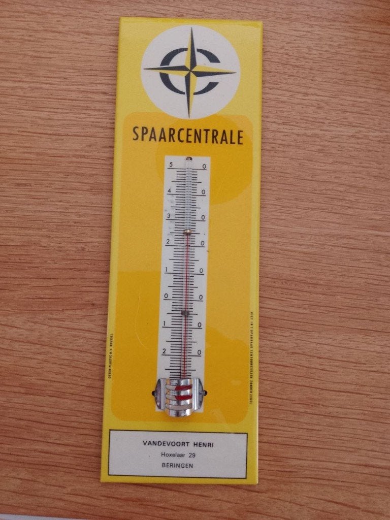 oude reclame thermometer Spaarcentrale, Verzamelen, Merken en Reclamevoorwerpen, Ophalen of Verzenden, Zo goed als nieuw