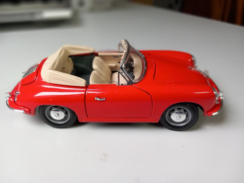 Porsche 356B rode cabriolet 1961 BURAGO, Hobby en Vrije tijd, Ophalen of Verzenden, Nieuw, Auto, Burago