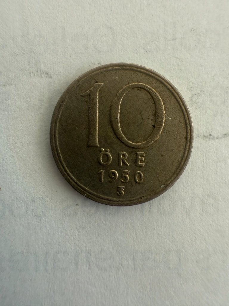 Pièce Suède 10 Öre 1950 argent roi Gustaf V, Timbres & Monnaies, Enlèvement ou Envoi, Autres pays, Monnaie en vrac, Argent