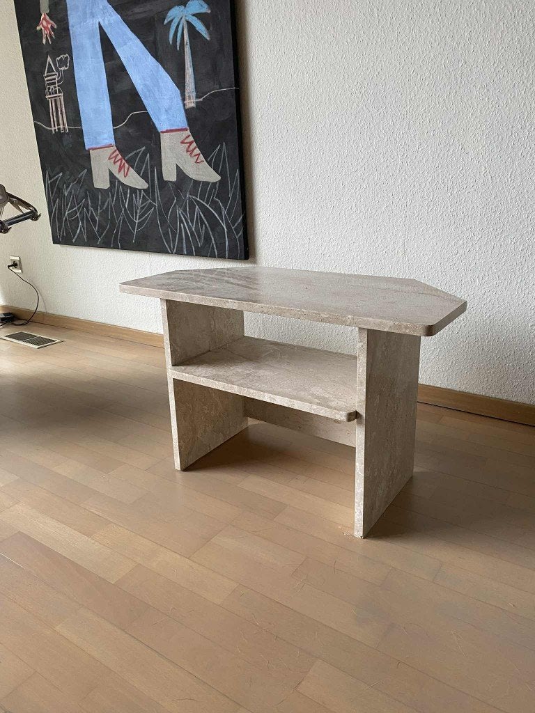 Bijzettafel travertijn, Overige materialen, Gebruikt, 75 cm of meer, Rechthoekig