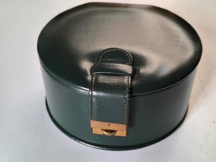 Vintage groen lederen juwelendoosje, Enlèvement ou Envoi, Vert