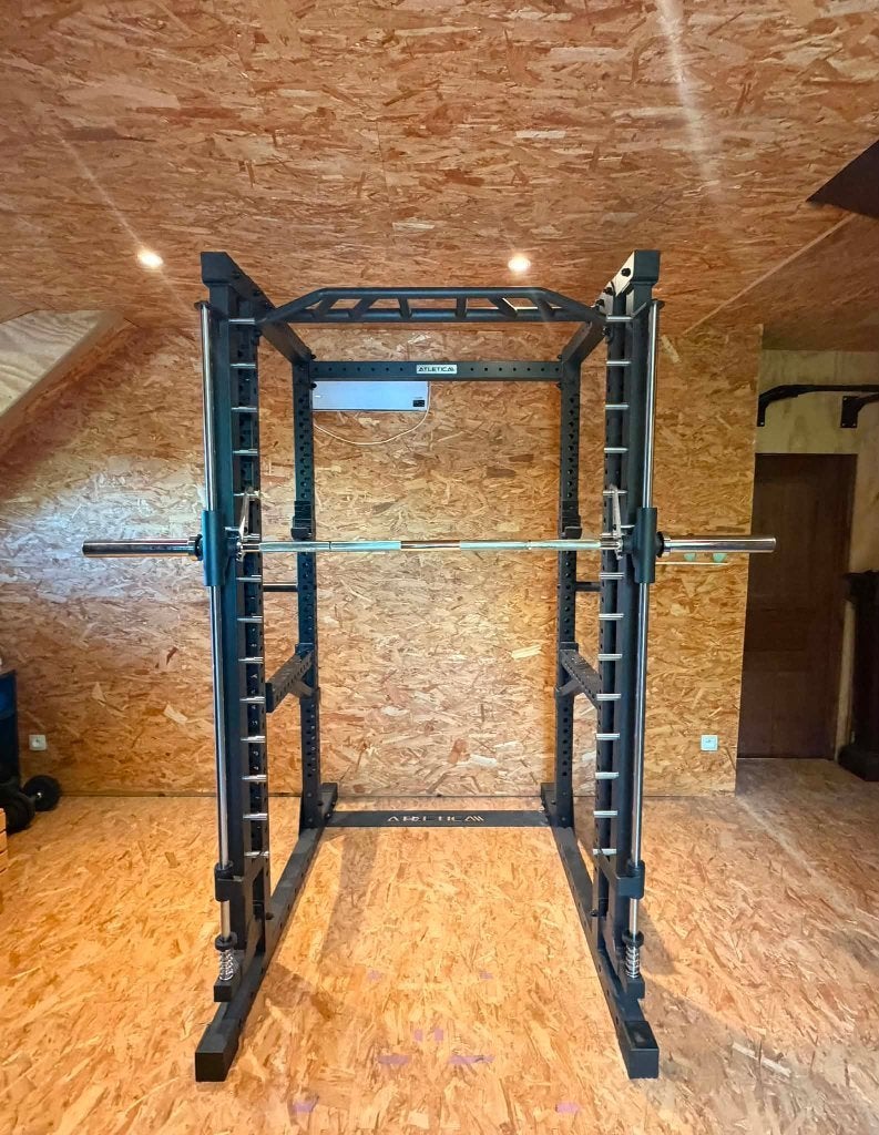 ATLETICA R7 Power Rack met Smith Machine en Spotter Arms, Ophalen, Zo goed als nieuw, Metaal, Armen