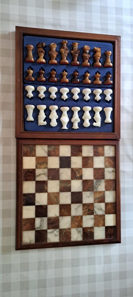 Schaakspel schaakbord albast marmer, Ophalen, Nieuw