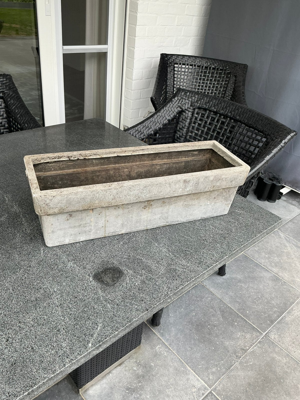 Grijze stenen bloembakken - 10 stuks, Tuin en Terras, Ophalen, Steen, Gebruikt, Minder dan 30 cm