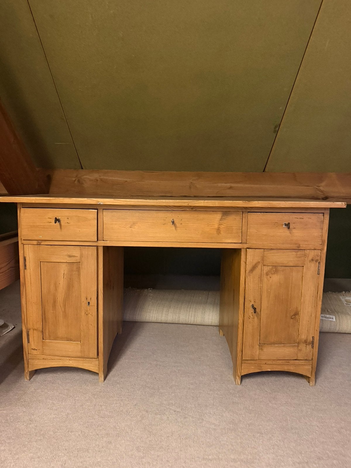 Antieke bureau, Huis en Inrichting, Ophalen, Gebruikt, Hout, 59 cm