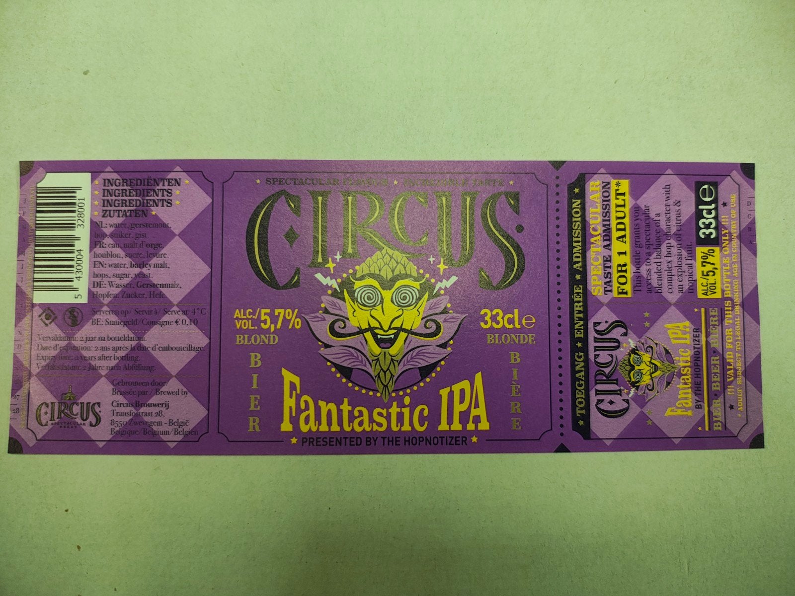 Étiquette de bière Circus : Fantastic IPA, Collections, Enlèvement ou Envoi, Neuf, Autres marques