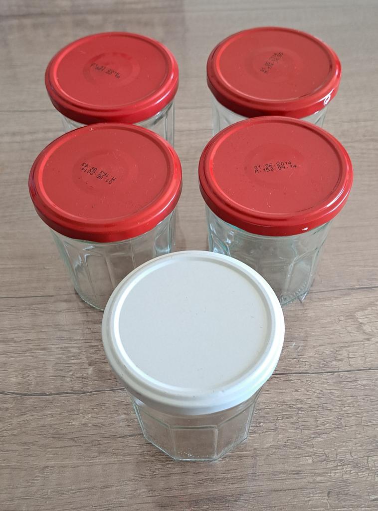 confituur potten 5 stuks, Ophalen, Zo goed als nieuw, Glas, Pot, Bus of Blik