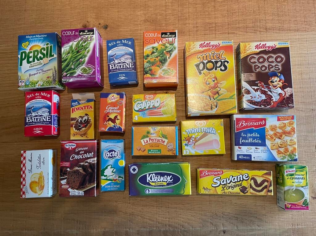 Speelgoed mini winkelverpakkingen, Enlèvement ou Envoi, Comme neuf, Matériaux autres, Accessoires de cuisine de jeu