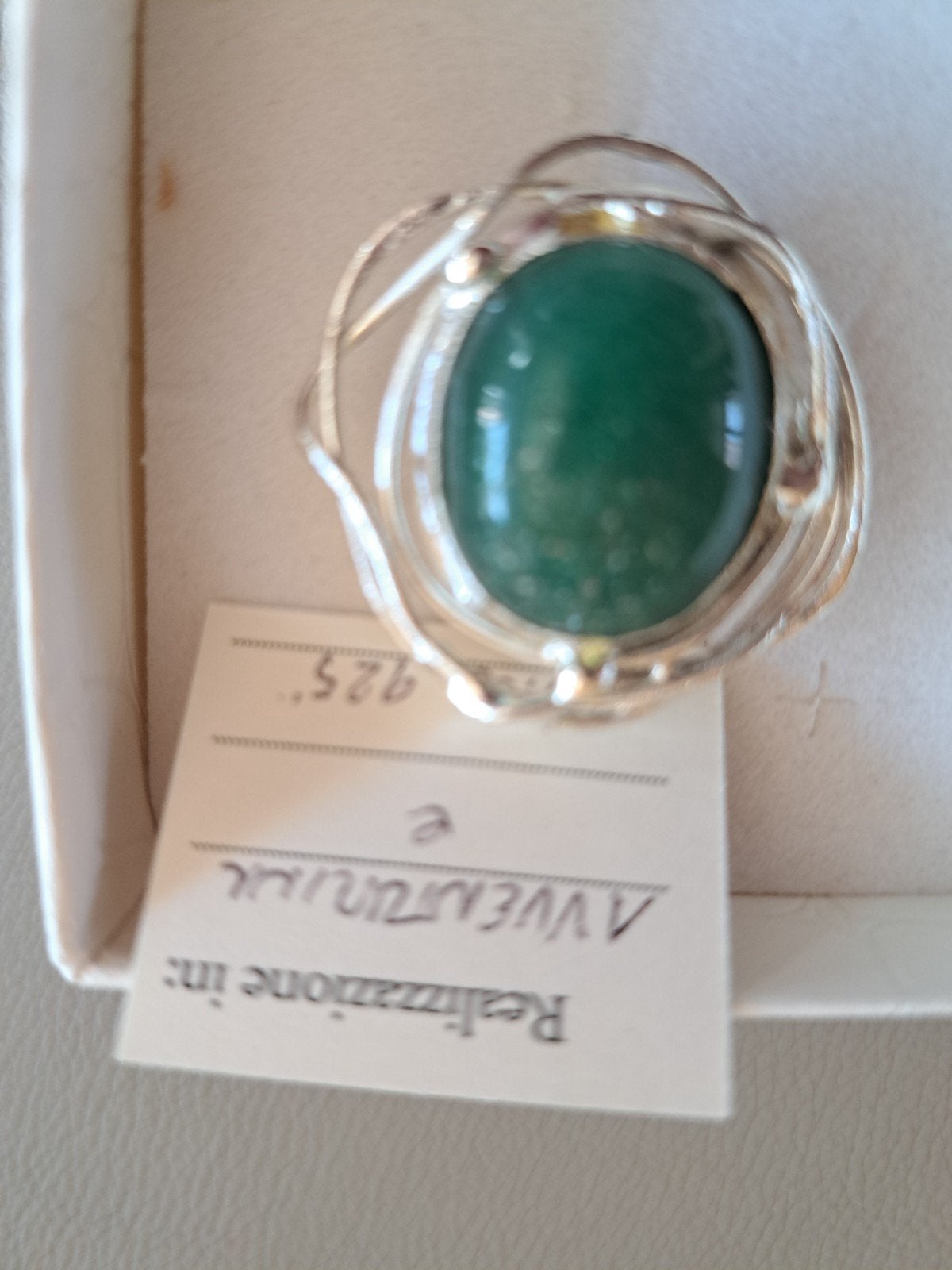 Ring zilver groen agaat, Bijoux, Sacs & Beauté, Bagues, Enlèvement, Vert, Argent