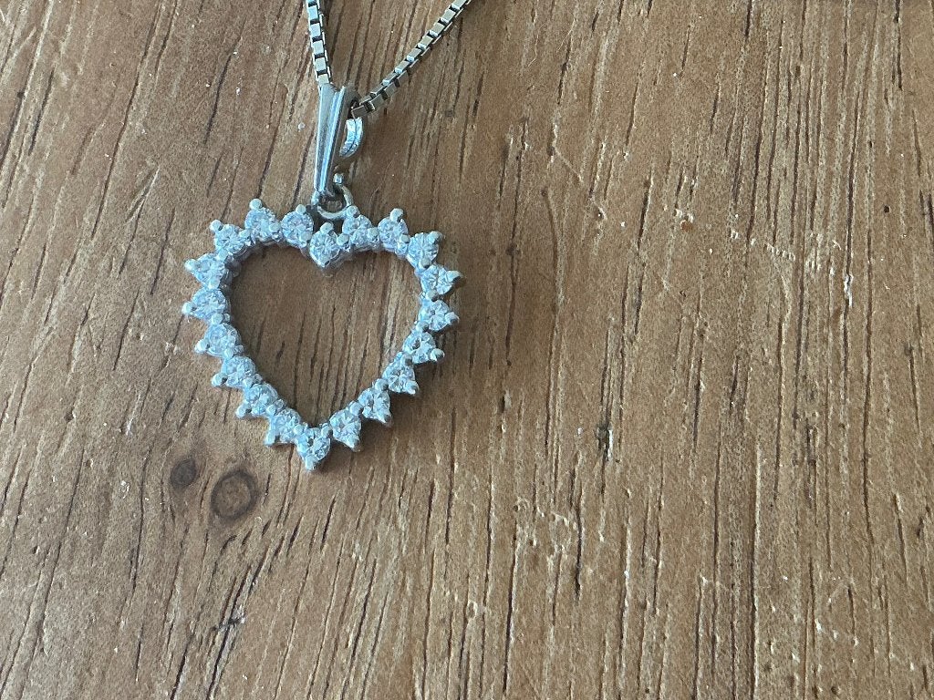 Collier et pendentif cœur or blanc 18 carats, Bijoux, Sacs & Beauté, Enlèvement, Blanc, Or