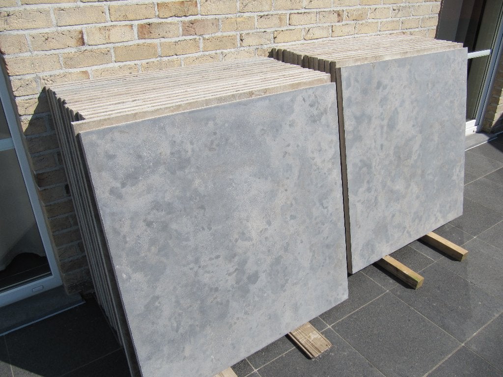 blauwe hardsteen tegels 100x100x3cm, Tuin en Terras, Ophalen, Zo goed als nieuw, Terrastegels, Natuursteen