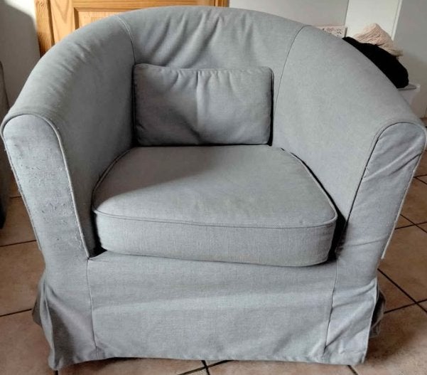 Fauteuil gris - 50€, Enlèvement, Utilisé, Bois, 75 à 100 cm