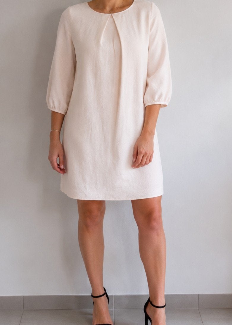 Robe blanche droite ample manches 3/4, Enlèvement ou Envoi, Blanc
