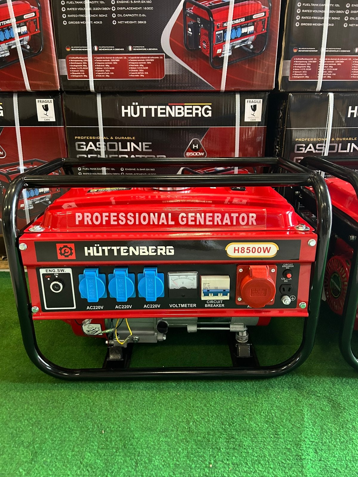 Nieuwe Huttenberg H8500w benzine noodstroom aggregaten, Neuf, Démarrage électrique, Essence, Moins de 5 kVA