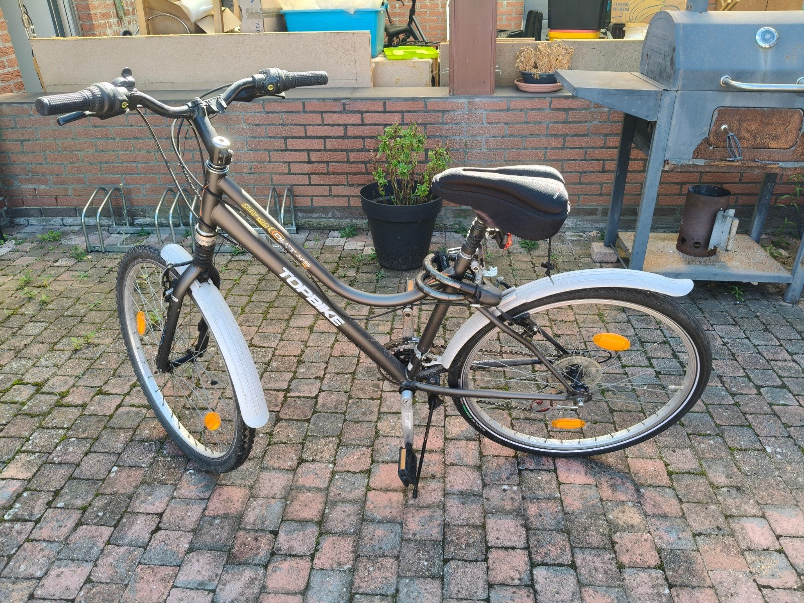 Damesfiets Topbike zwart, Gebruikt, Velgrem, Versnellingen, Ophalen