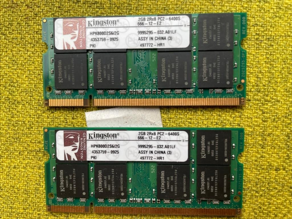 mémoire RAM - Kingston 4 Go So-Dimm - DDR2, Reconditionné, DDR2, 2 GB, Laptop
