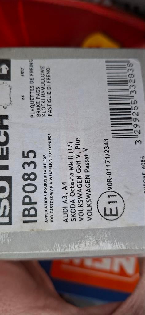 Plaquettes de frein Ar Vw audi skoda seat, Autos : Pièces & Accessoires, Enlèvement ou Envoi, Seat