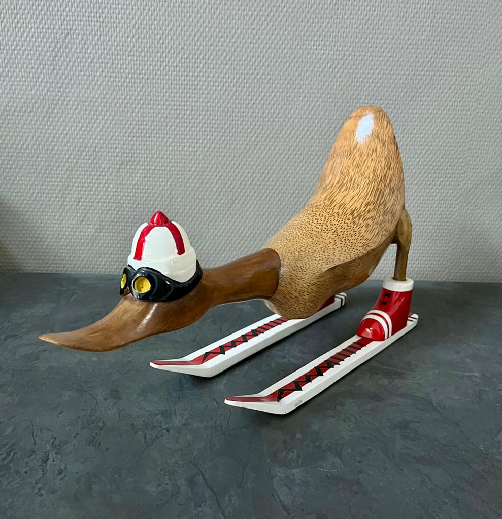 Canard de ski autrichien en bois, Collections, Collections Animaux, Enlèvement ou Envoi, Comme neuf, Autres, Statue ou Figurine